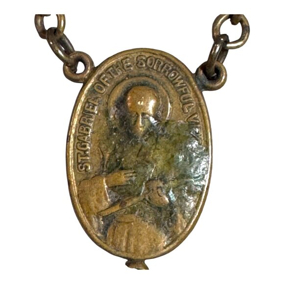 Vintage Catholic Rosary Amethyst Purple Glass Beads St Charles Prayer Necklace - Picture 9 of 14